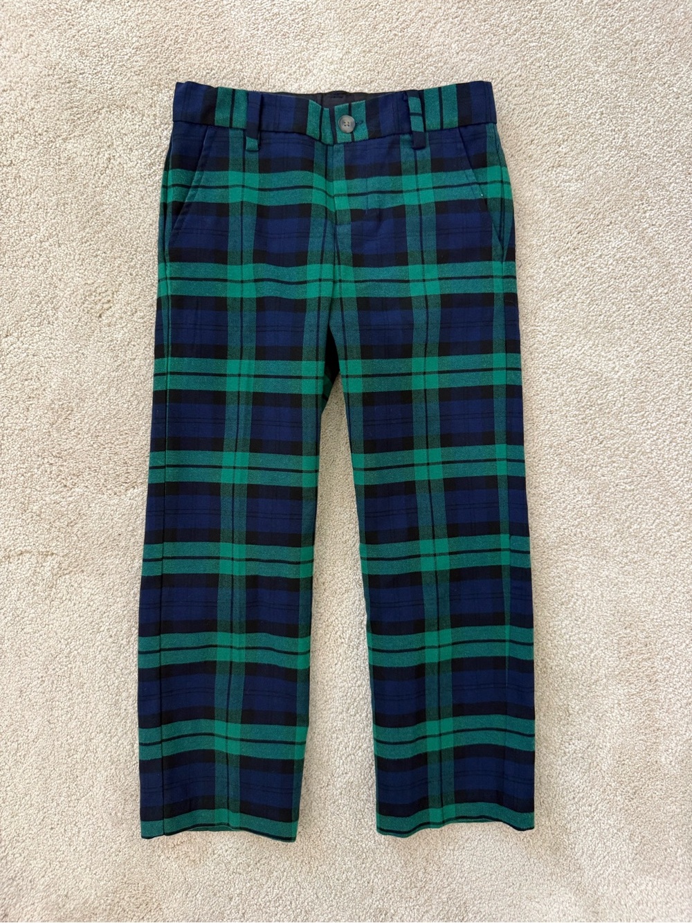 Janie and Jack Kids Green and Navy Plaid Tartan Christmas Pants Size 5 NWOT